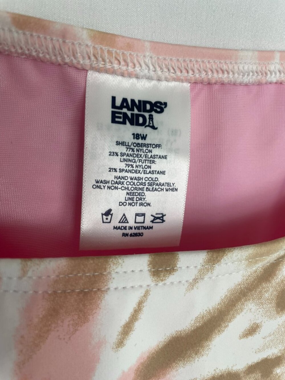 Lands' End Tie Dye Chlorine Resistant High Neck UPF 50 Modest Tankini Top 18W - Picture 5 of 8